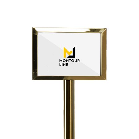 MONTOUR LINE Sign Frame Floor Standing 11 x 14 in. H Pol. Brass, PLEASE ENTER HERE FS200-1114-H-PB-PLSENTERDBL